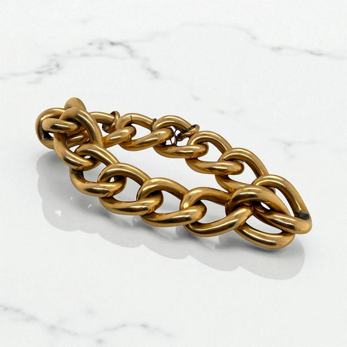 Vintage Wide Link Bracelet 18K Yellow Gold