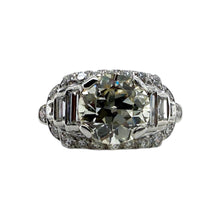 Vintage Platinum 3.09 Carat Old European Cut Diamond Engagement Ring