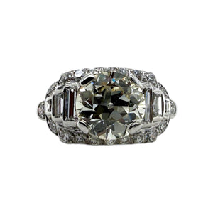 Vintage Platinum 3.09 Carat Old European Cut Diamond Engagement Ring