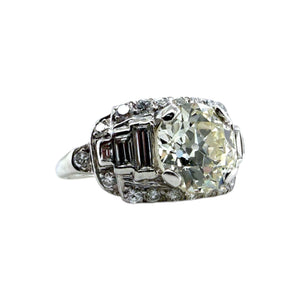 Vintage Platinum 3.09 Carat Old European Cut Diamond Engagement Ring