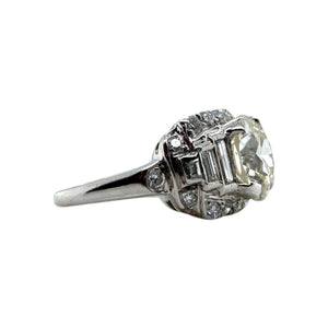 Vintage Platinum 3.09 Carat Old European Cut Diamond Engagement Ring
