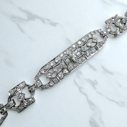 Vintage Art Deco Platinum 6 Carat Diamond Tennis Bracelet