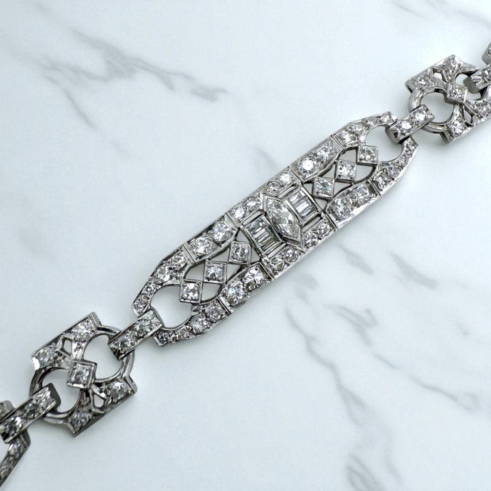Vintage Art Deco Platinum 6 Carat Diamond Tennis Bracelet