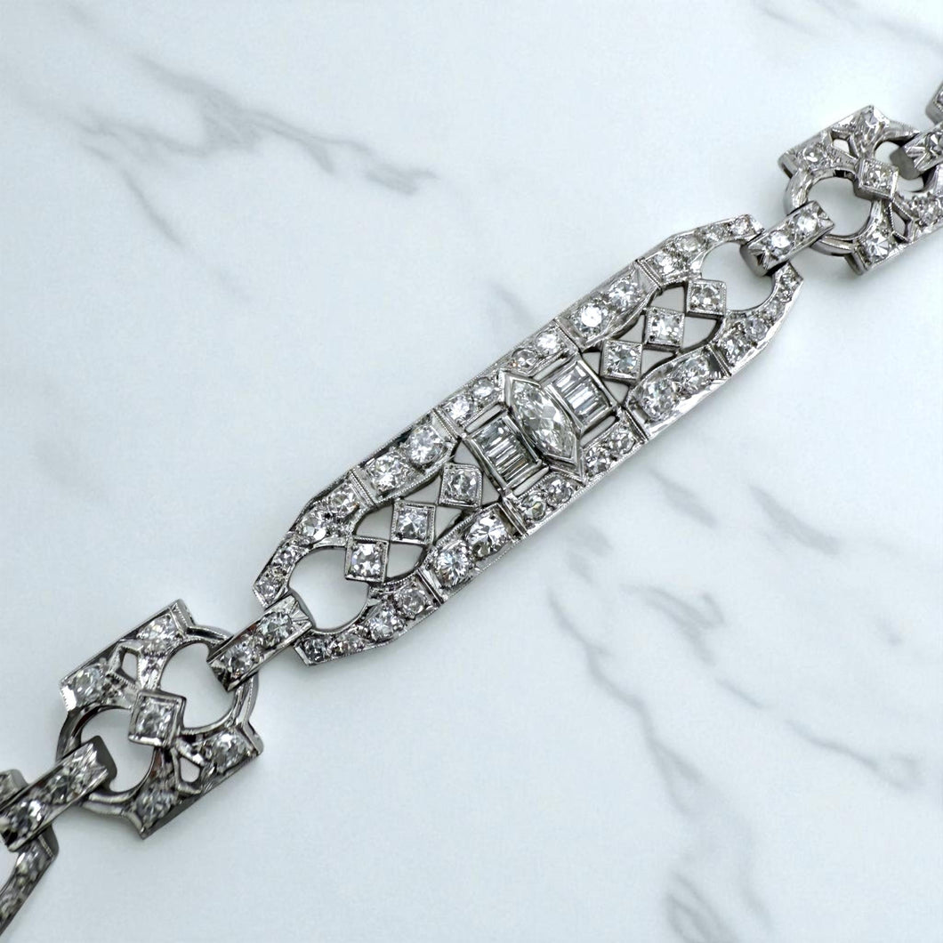 Vintage Art Deco Platinum 6 Carat Diamond Tennis Bracelet