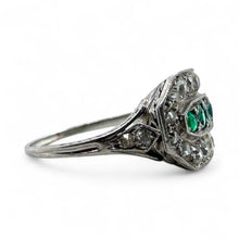 Vintage Art Deco Era Emerald & Diamond Cocktail Ring