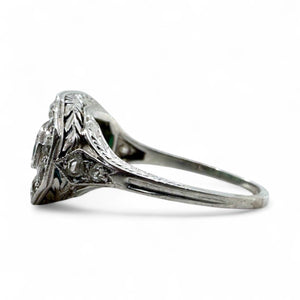 Vintage Art Deco Era Emerald & Diamond Cocktail Ring