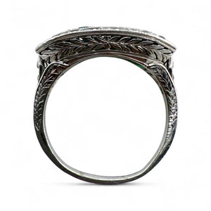 Vintage Art Deco Era Emerald & Diamond Cocktail Ring