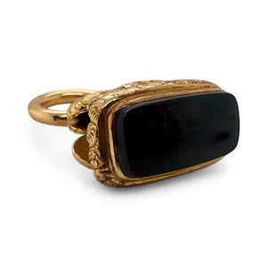 Vintage Large Griffin Bloodstone Watch Fob Pendant 14K Rose Gold