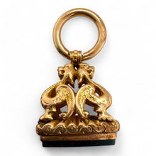 Vintage Large Griffin Bloodstone Watch Fob Pendant 14K Rose Gold