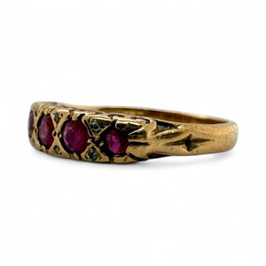 Vintage Ruby & Diamond Band 9K Rose Gold Circa 1903