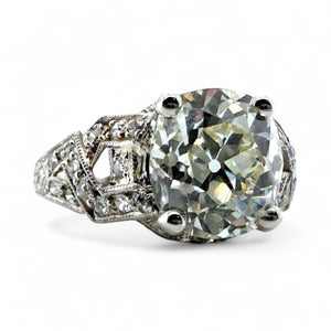 Vintage Edwardian 2.44 Carat Old Mine Cut Diamond Platinum Engagement Ring GIA