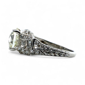 Vintage Edwardian 2.44 Carat Old Mine Cut Diamond Platinum Engagement Ring GIA
