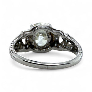 Vintage Edwardian 2.44 Carat Old Mine Cut Diamond Platinum Engagement Ring GIA