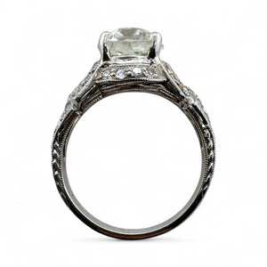 Vintage Edwardian 2.44 Carat Old Mine Cut Diamond Platinum Engagement Ring GIA