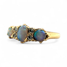 Vintage Opal & Diamond Band Style Ring 14K Yellow Gold
