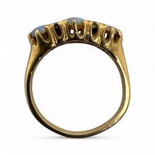 Vintage Opal & Diamond Band Style Ring 14K Yellow Gold