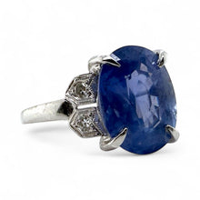 Vintage Platinum 5.11 Carat Ceylon Sapphire Ring GIA No Heat