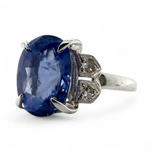 Vintage Platinum 5.11 Carat Ceylon Sapphire Ring GIA No Heat