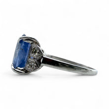 Vintage Platinum 5.11 Carat Ceylon Sapphire Ring GIA No Heat
