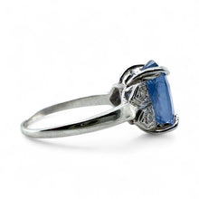 Vintage Platinum 5.11 Carat Ceylon Sapphire Ring GIA No Heat