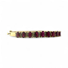 Vintage Ruby & Diamond Bangle Bracelet 14K Yellow Gold