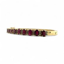 Vintage Ruby & Diamond Bangle Bracelet 14K Yellow Gold