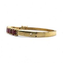 Vintage Ruby & Diamond Bangle Bracelet 14K Yellow Gold
