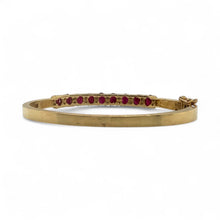 Vintage Ruby & Diamond Bangle Bracelet 14K Yellow Gold