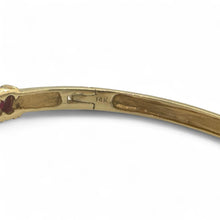 Vintage Ruby & Diamond Bangle Bracelet 14K Yellow Gold