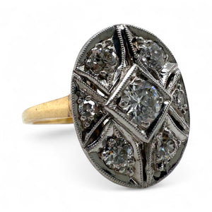 Vintage Two Toned Diamond Cocktail Ring 14K