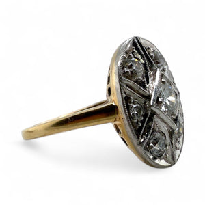 Vintage Two Toned Diamond Cocktail Ring 14K