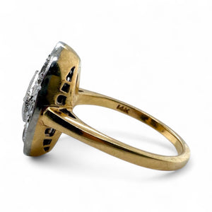 Vintage Two Toned Diamond Cocktail Ring 14K