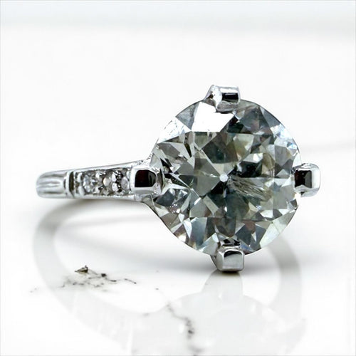 Vintage Platinum 2 Carat Old European Cut Diamond Engagement Ring