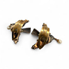 Vintage Art Deco Era Enamel Blue Bird Fur Clips