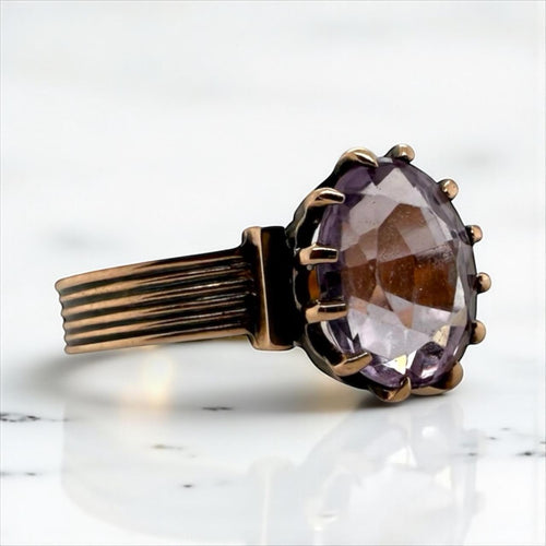 Vintage Victorian Era Rose Gold Amethyst Ring