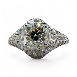 Vintage Edwardian Era 1.5 Carat Diamond Platinum Engagement Ring