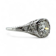 Vintage 0.8 Carat Old European Cut Diamond Platinum Engagement Ring