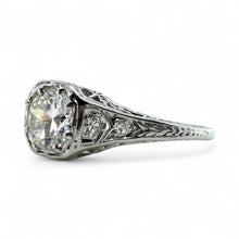 Vintage 0.8 Carat Old European Cut Diamond Platinum Engagement Ring