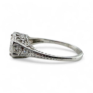 Vintage 0.8 Carat Old European Cut Diamond Platinum Engagement Ring