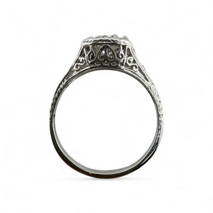 Vintage 0.8 Carat Old European Cut Diamond Platinum Engagement Ring
