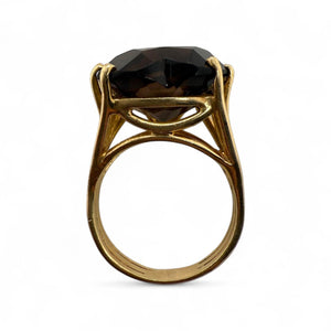 Vintage Heart Shaped Smoky Quartz Cocktail Ring 14K Yellow Gold