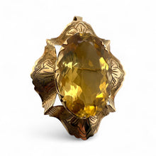Vintage Large 30 Carat Yellow Quartz Brooch Pendant