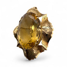 Vintage Large 30 Carat Yellow Quartz Brooch Pendant