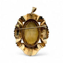 Vintage Large 30 Carat Yellow Quartz Brooch Pendant