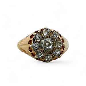 Victorian Era Old Mine Cut Diamond Cluster Ring 18K Rose Gold