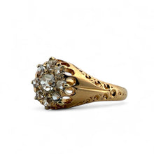 Victorian Era Old Mine Cut Diamond Cluster Ring 18K Rose Gold