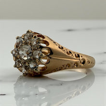 Victorian Era Old Mine Cut Diamond Cluster Ring 18K Rose Gold