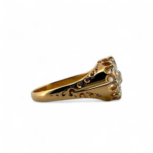 Victorian Era Old Mine Cut Diamond Cluster Ring 18K Rose Gold