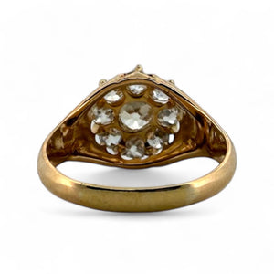Victorian Era Old Mine Cut Diamond Cluster Ring 18K Rose Gold