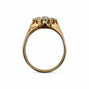 Victorian Era Old Mine Cut Diamond Cluster Ring 18K Rose Gold